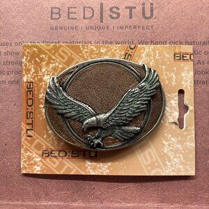 BED | STÜ Eagle Plate Western-Style Belt Buckle leather and silver metal
